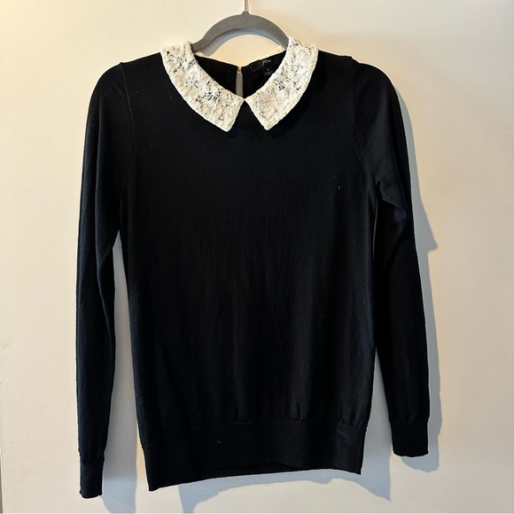JCrew Wool & Lace Peter Pan Collar Sweater - Picture 1 of 4